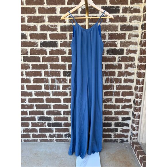 NWT Gold Hawk Blue Silk Jumpsuit With Belt Size Small $340 MSRP - Picture 2 of 5